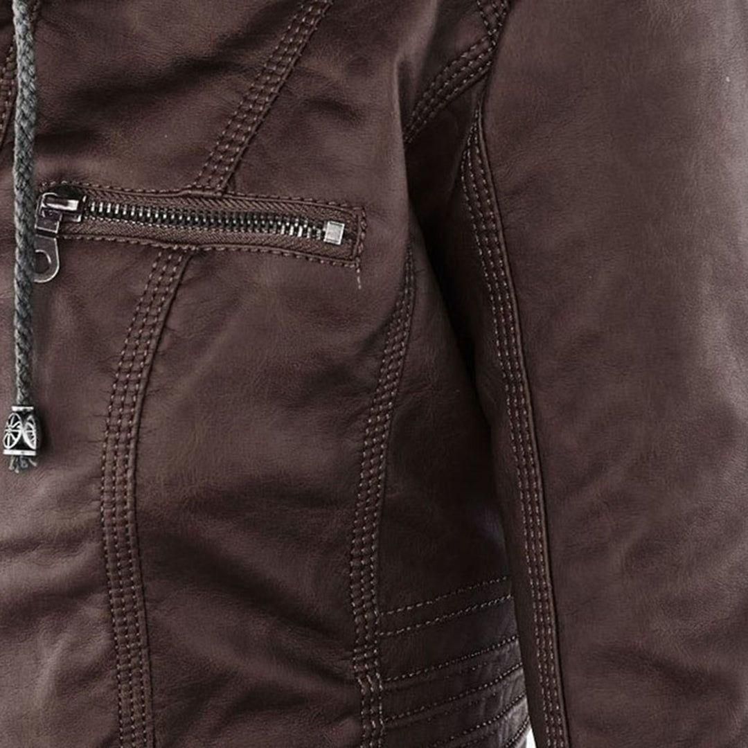 Chaqueta de entretiempo con capucha para mujer estilo motera urbana elegante