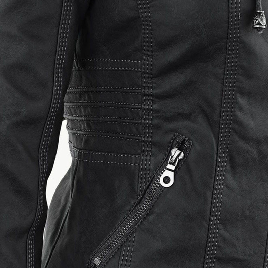 Chaqueta de mujer estilo motero con capucha – Elegante y versátil para todas las estaciones