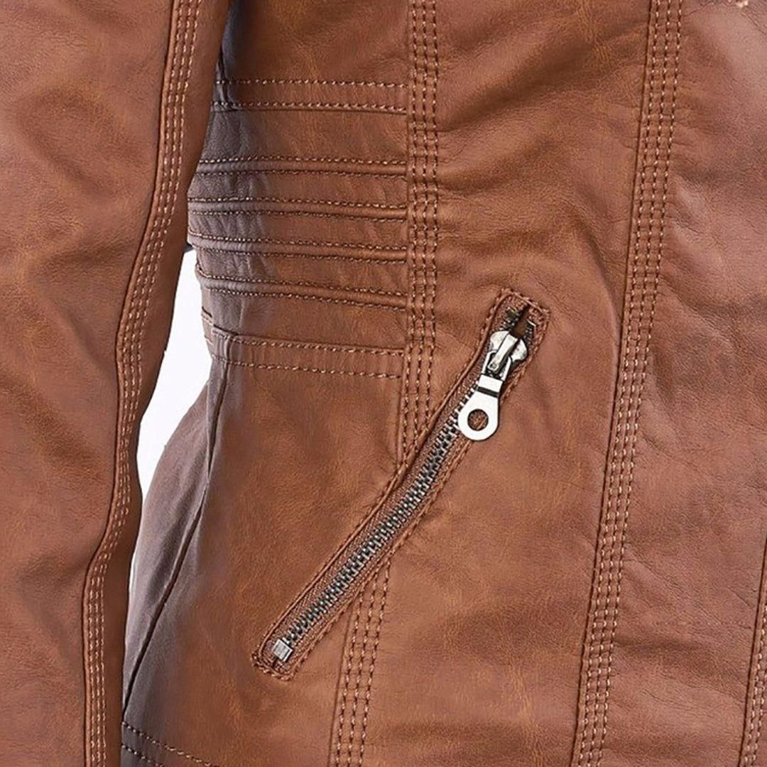 Chaqueta de entretiempo con capucha para mujer estilo motera urbana elegante