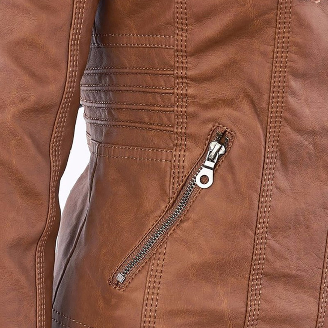 Chaqueta de mujer estilo motero con capucha – Elegante y versátil para todas las estaciones