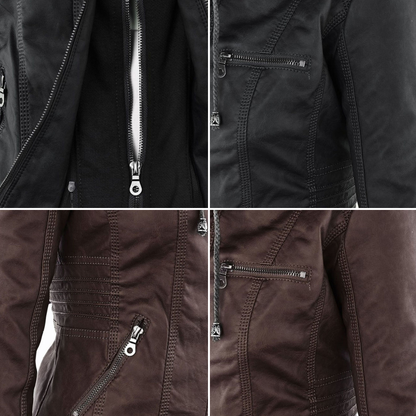Chaqueta de entretiempo con capucha para mujer estilo motera urbana elegante