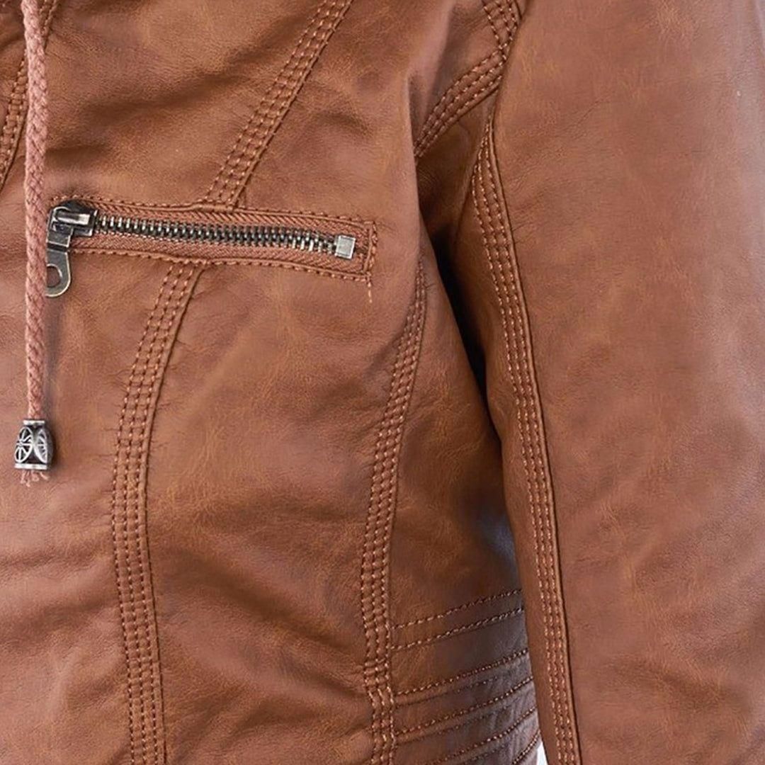 Chaqueta de entretiempo con capucha para mujer estilo motera urbana elegante