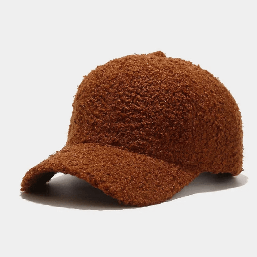 Texturerad baseballkeps i krämfärgad fleeceimitation, mjuk och bekväm