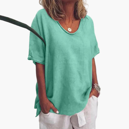 Blouse Décontractée Femme Col Rond Manches Courtes Style Estival Chic