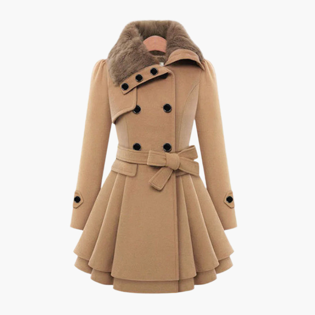 Cappotto Invernale Lungo Elegante con Collo in Pelliccia per Donna, Stile alla Moda e Caldo