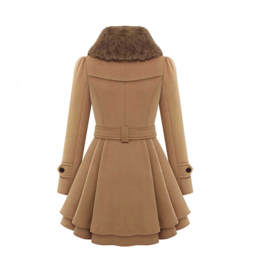 Cappotto Invernale Lungo Elegante con Collo in Pelliccia per Donna, Stile alla Moda e Caldo