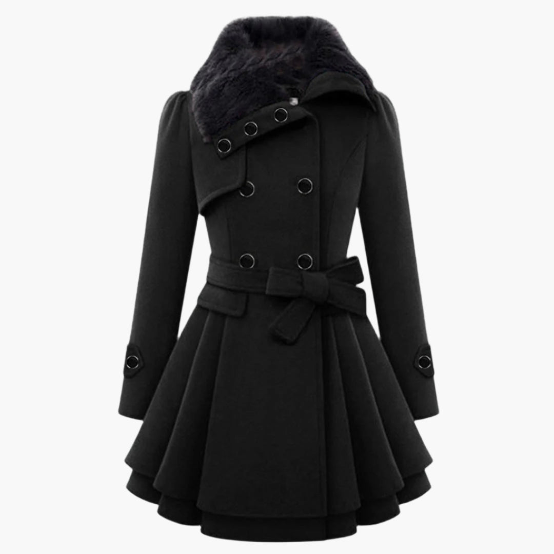 Cappotto Invernale Lungo Elegante con Collo in Pelliccia per Donna, Stile alla Moda e Caldo