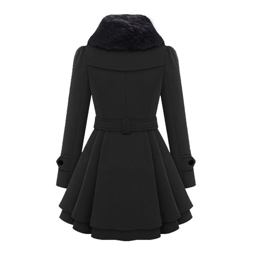 Cappotto Invernale Lungo Elegante con Collo in Pelliccia per Donna, Stile alla Moda e Caldo