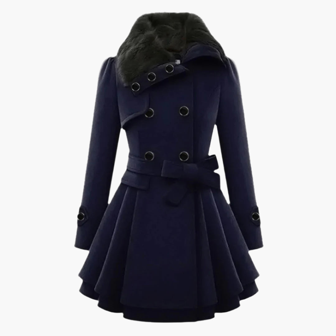 Cappotto Invernale Lungo Elegante con Collo in Pelliccia per Donna, Stile alla Moda e Caldo