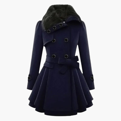 Cappotto Invernale Lungo Elegante con Collo in Pelliccia per Donna, Stile alla Moda e Caldo
