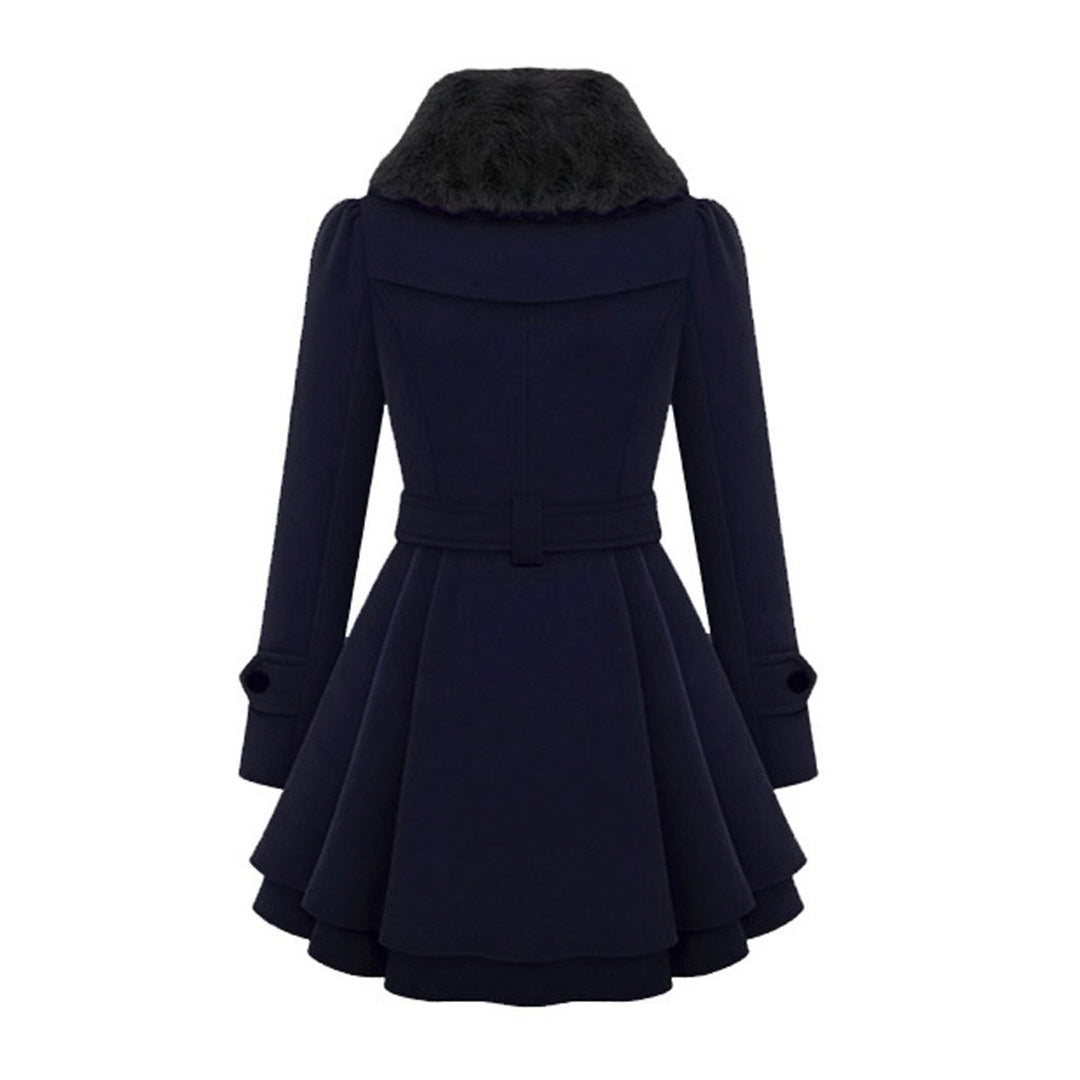 Cappotto Invernale Lungo Elegante con Collo in Pelliccia per Donna, Stile alla Moda e Caldo