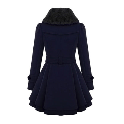 Cappotto Invernale Lungo Elegante con Collo in Pelliccia per Donna, Stile alla Moda e Caldo