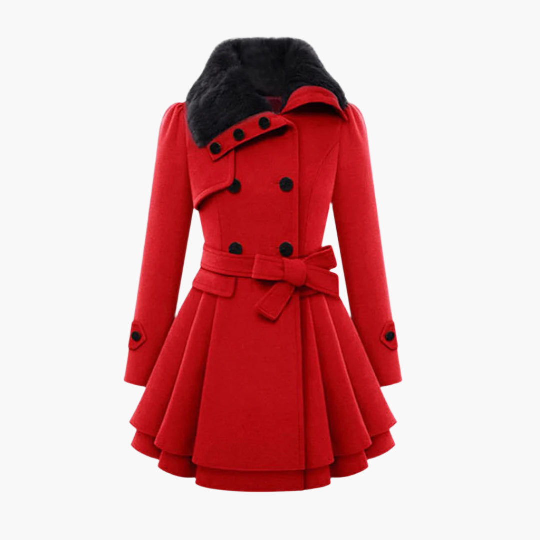 Cappotto Invernale Lungo Elegante con Collo in Pelliccia per Donna, Stile alla Moda e Caldo
