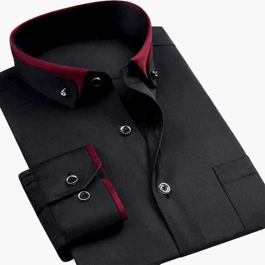 Chemise habillée homme style luxe col contrasté – Élégance professionnelle et soirée