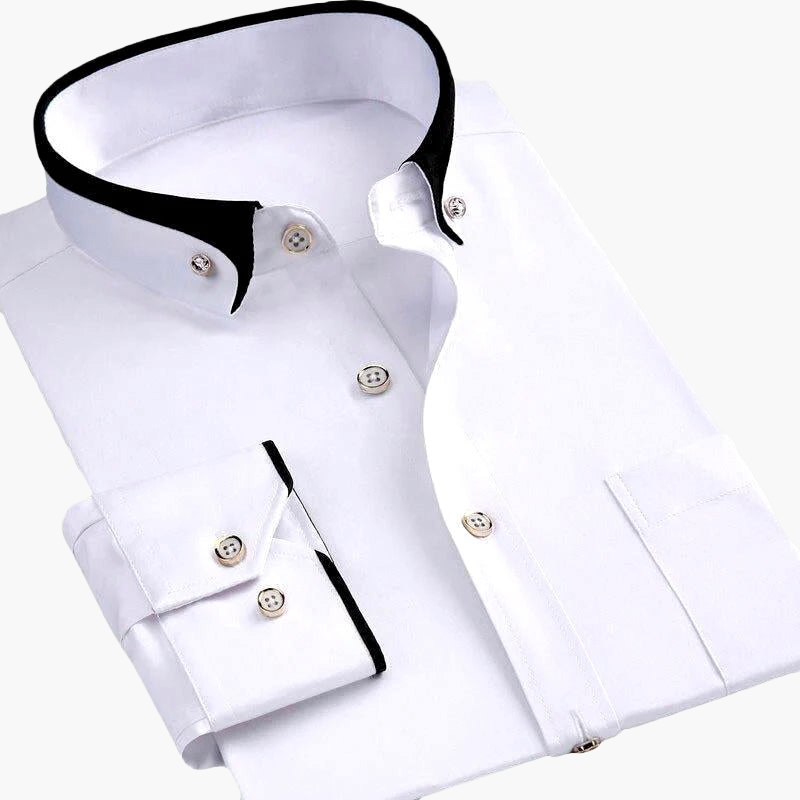 Chemise habillée homme style luxe col contrasté – Élégance professionnelle et soirée