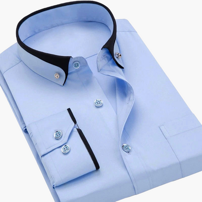 Chemise habillée homme style luxe col contrasté – Élégance professionnelle et soirée