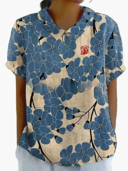 Blouse Femme Style Vintage Élégant à Motifs Floraux – Mode Décontractée et Chic