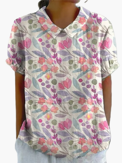 Blouse Femme Style Vintage Élégant à Motifs Floraux – Mode Décontractée et Chic