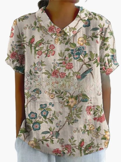 Blouse Femme Style Vintage Élégant à Motifs Floraux – Mode Décontractée et Chic
