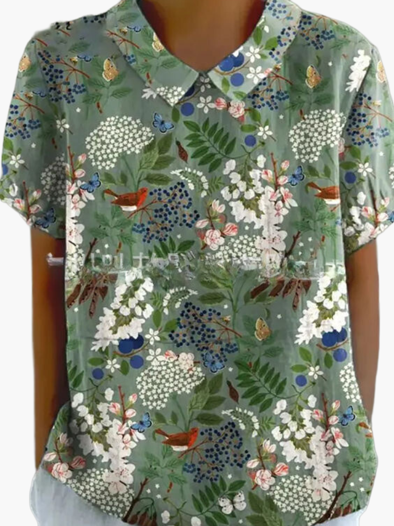 Blouse Femme Style Vintage Élégant à Motifs Floraux – Mode Décontractée et Chic