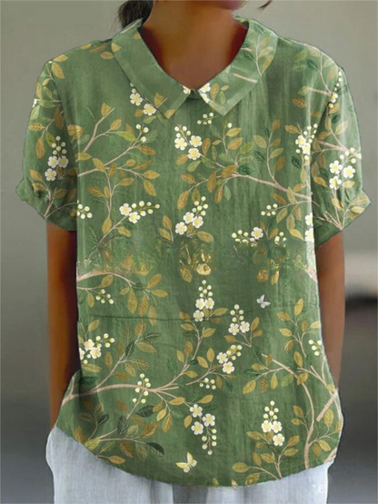 Blouse Femme Style Vintage Élégant à Motifs Floraux – Mode Décontractée et Chic