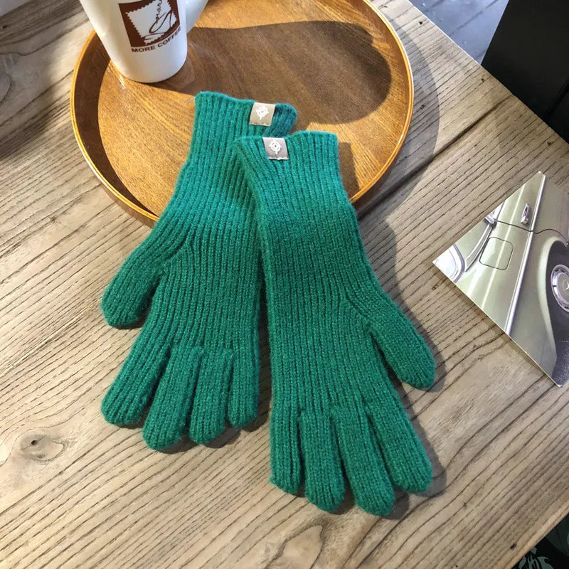 Soft Unisex Ribbed Knitted Gloves for Winter