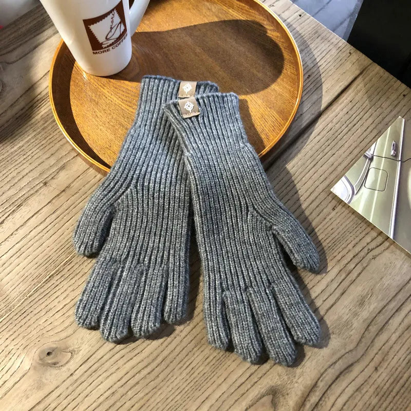 Soft Unisex Ribbed Knitted Gloves for Winter