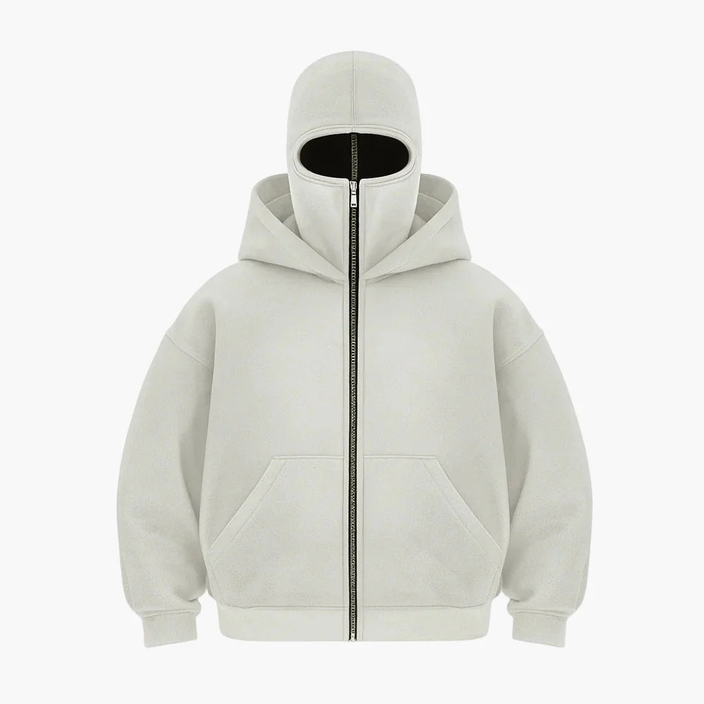 Hoodie zippé style balaclava pour homme – Urbain, minimaliste, idéal pour l’hiver
