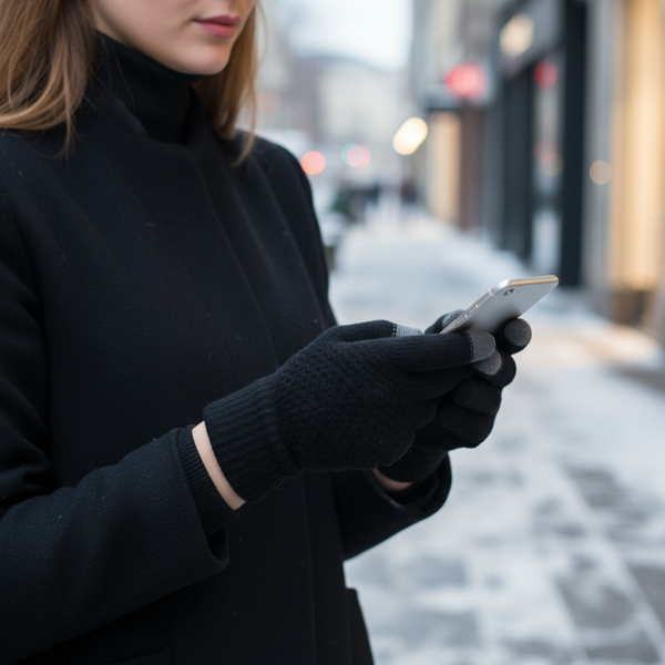 Guantes táctiles tejidos para mujer, con diseños discretos, varios colores
