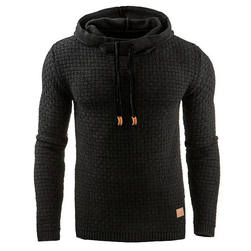 Strukturierter Strick-Kapuzenpullover für Herren in Beige mit Kordelzug