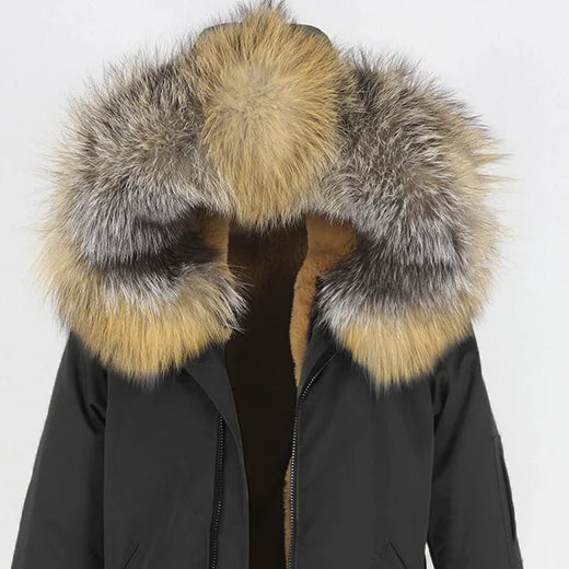 Men's Long Casual Parka with Removable Fur-Lined Hood