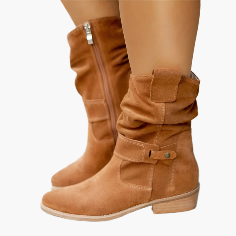 Women's Casual Style Low Shaft Boots with Zipper Closure - Ideal for Everyday and Office Use