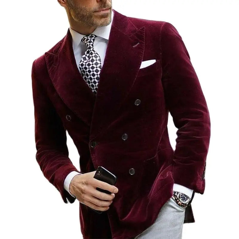 Elegant men's suit jacket business style double-breasted - formal and sophisticated fashion