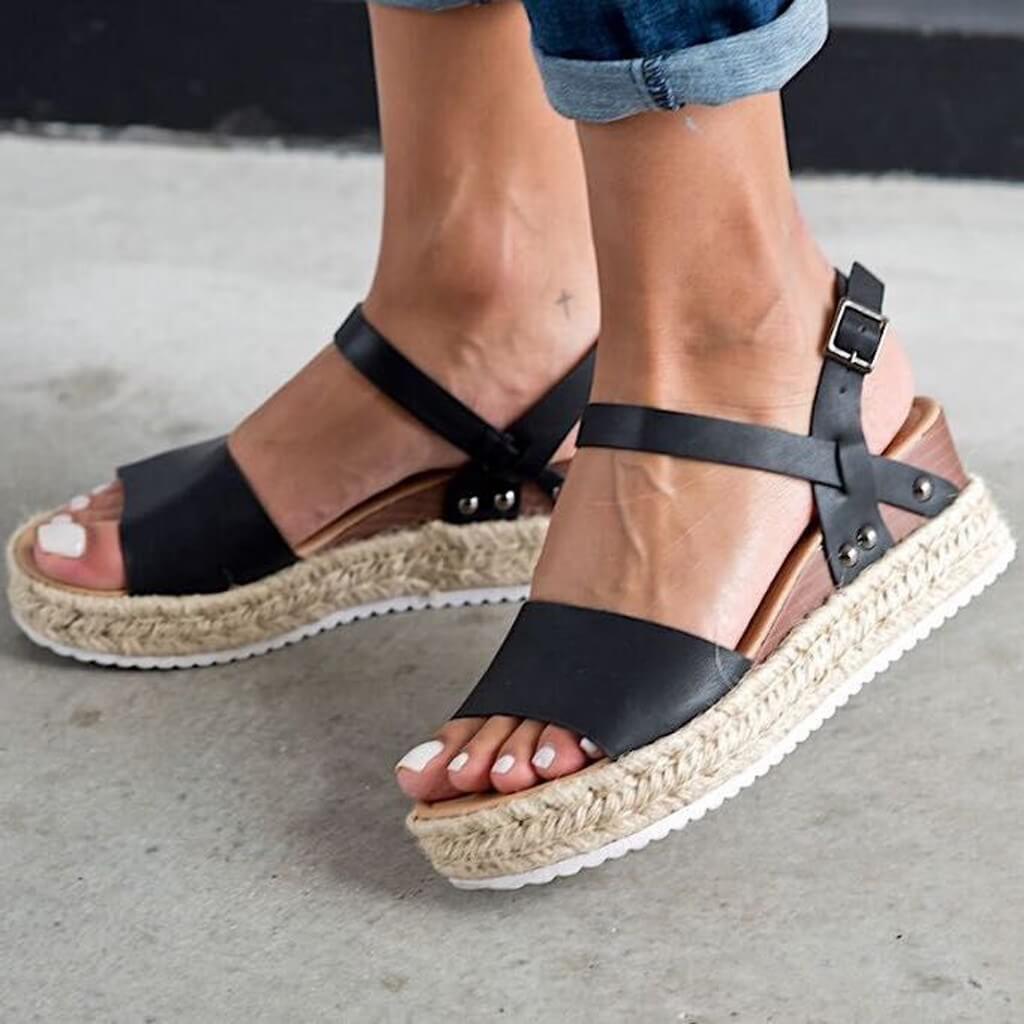 Sandales compensées à plateforme pour femme – Style espadrille moderne et confortable