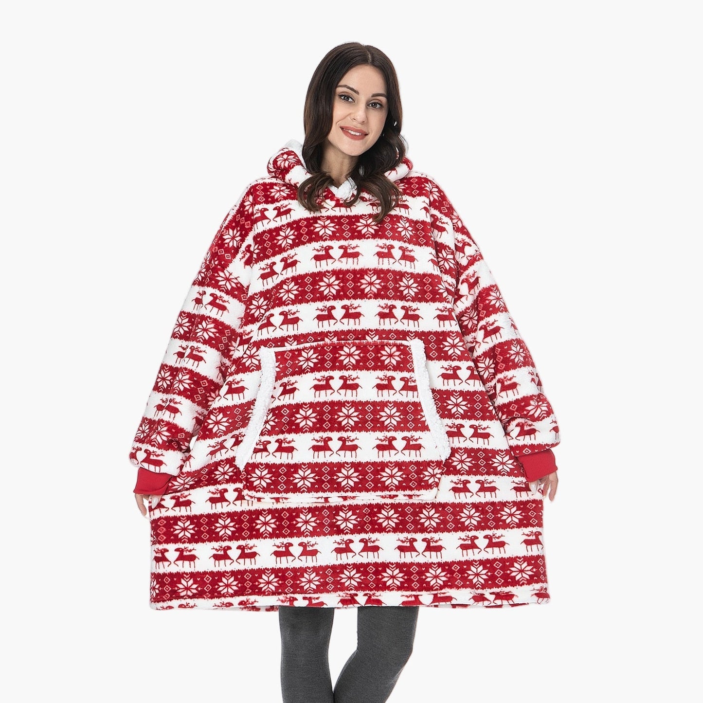 Damska bluza z kapturem w kratę – sweter casual i idealny koc na dom