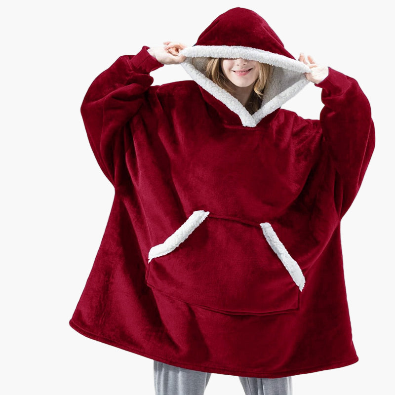 Damska bluza z kapturem w kratę – sweter casual i idealny koc na dom