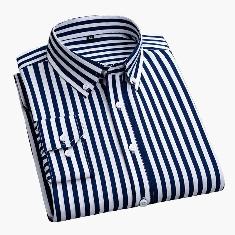 Camicia uomo elegante a righe stile business casual – maniche lunghe, tendenza urbana