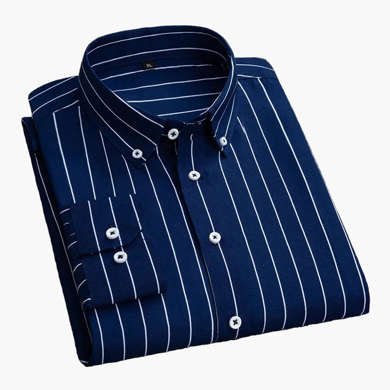 Camicia uomo elegante a righe stile business casual – maniche lunghe, tendenza urbana