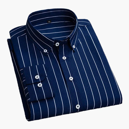Camicia uomo elegante a righe stile business casual – maniche lunghe, tendenza urbana