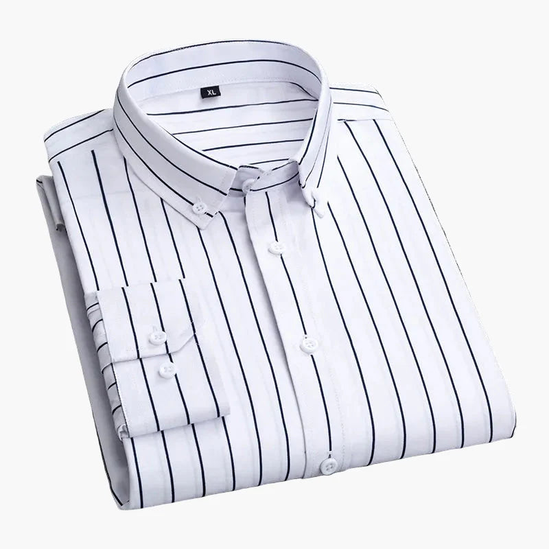 Camicia uomo elegante a righe stile business casual – maniche lunghe, tendenza urbana
