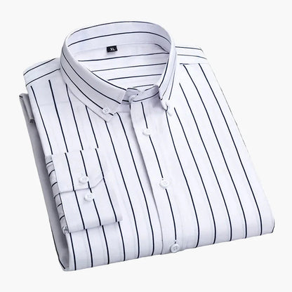 Camicia uomo elegante a righe stile business casual – maniche lunghe, tendenza urbana