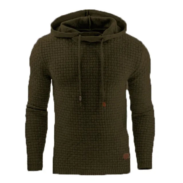 Strukturierter Strick-Kapuzenpullover für Herren in Beige mit Kordelzug