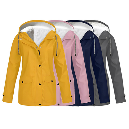 Chaqueta impermeable para mujer estilo urbano forrada con polar para invierno y lluvia