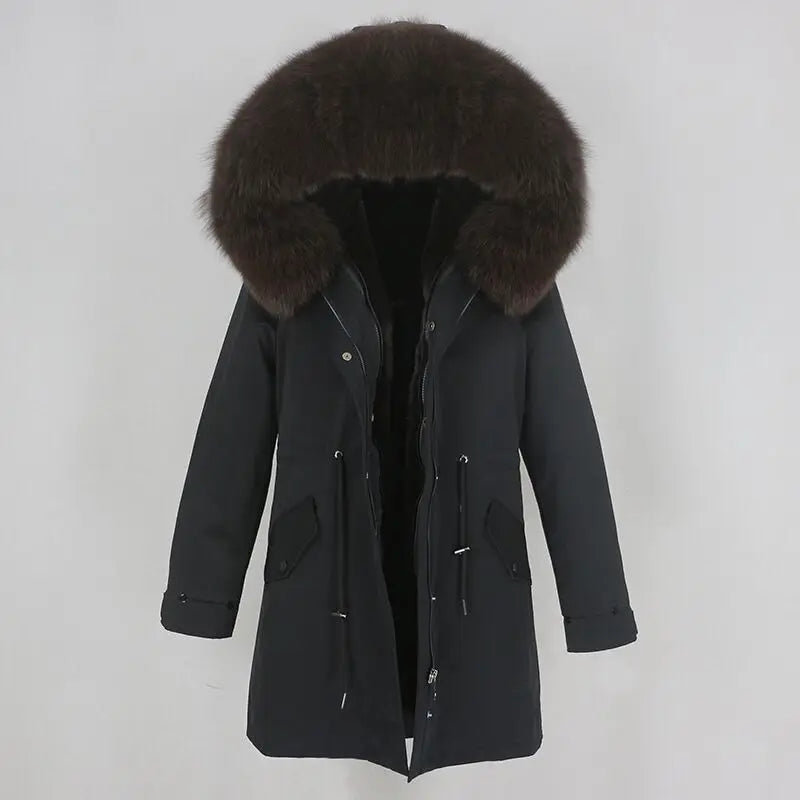 Men's Long Casual Parka with Removable Fur-Lined Hood