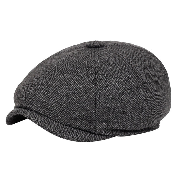 Casquette Plate Motif Chevron Foncé Style Rétro pour Homme