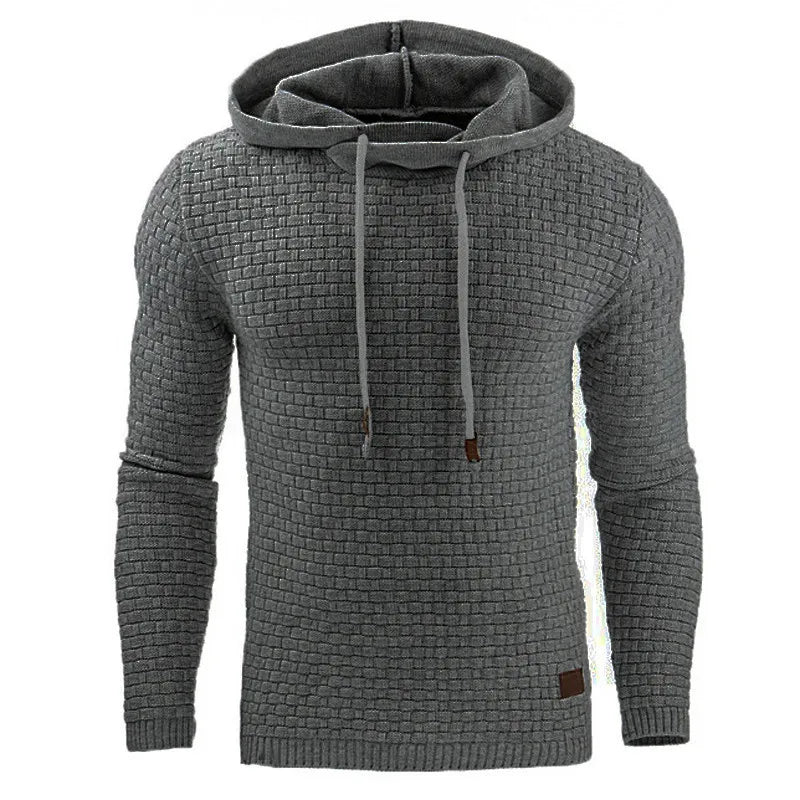 Strukturierter Strick-Kapuzenpullover für Herren in Beige mit Kordelzug