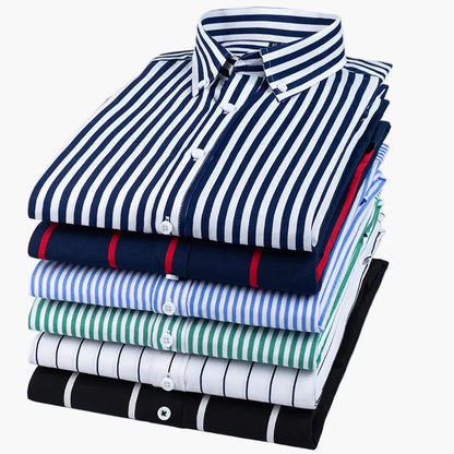 Camicia uomo elegante a righe stile business casual – maniche lunghe, tendenza urbana