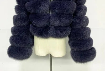 Veste courte à capuche en fausse fourrure douce pour femme