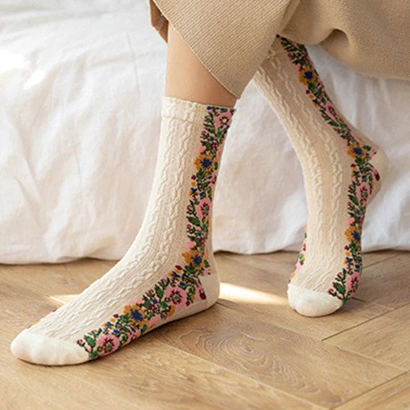 LuxeSock - Fugtabsorberende Blomsterstrømper