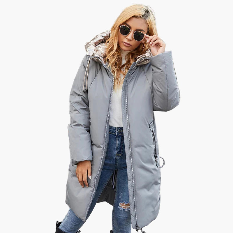 Cappotto invernale donna stile urbano chic con ampio colletto – Ideale per il freddo